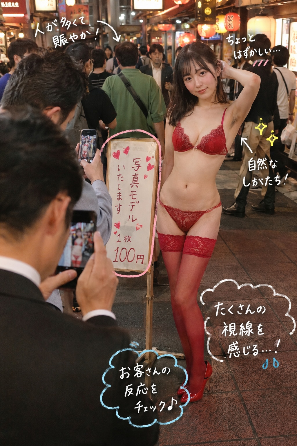 なぜか夜の街で激安下着モデルをしている女性たち