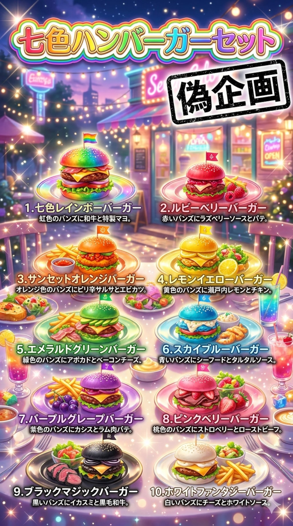 七色ハンバーガーセット