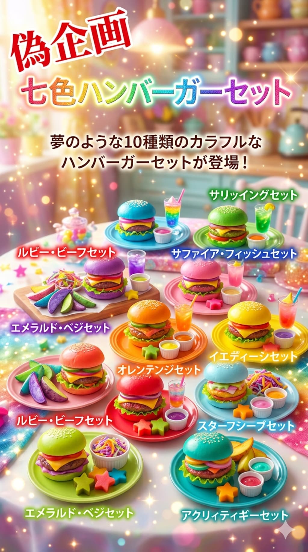 七色ハンバーガーセット