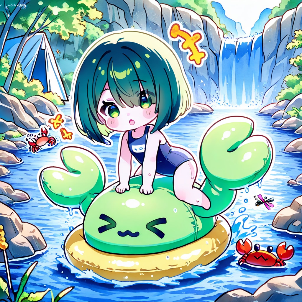 緑髪ちゃんの川遊び