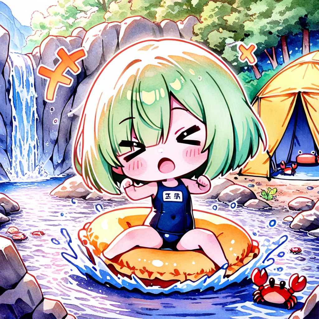 緑髪ちゃんの川遊び