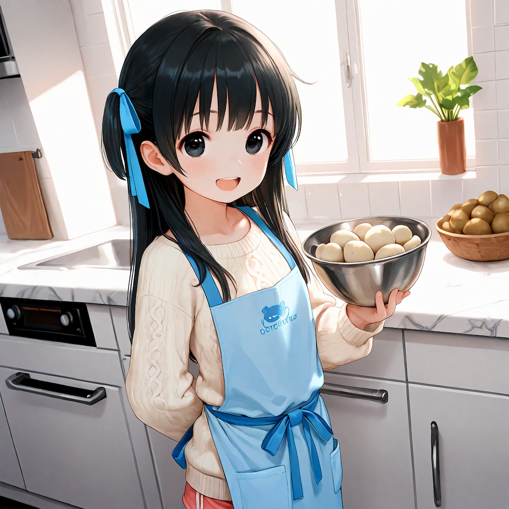 ジャガイモの皮むき、がんばる！