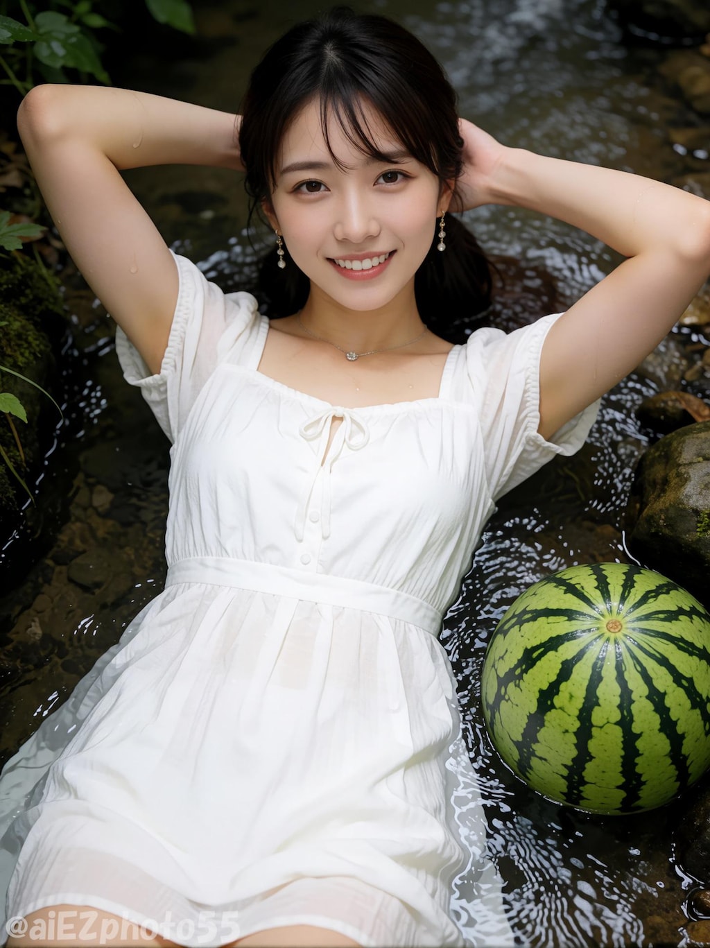 小川で涼む１