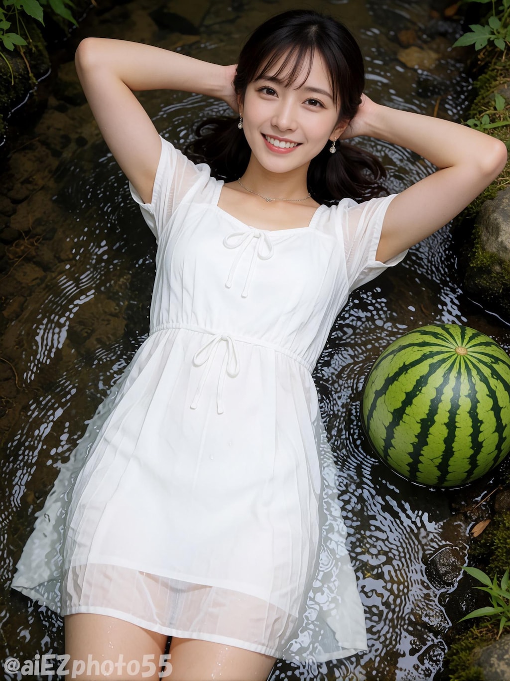 小川で涼む１