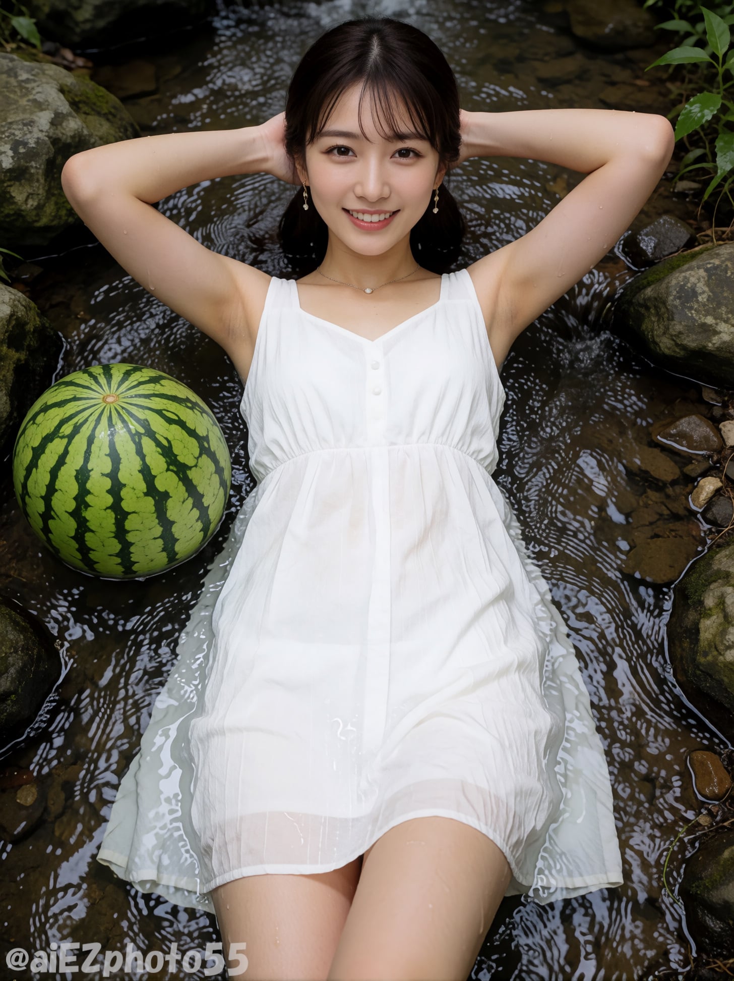 小川で涼む１