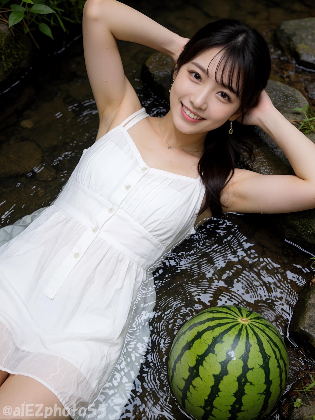 小川で涼む１