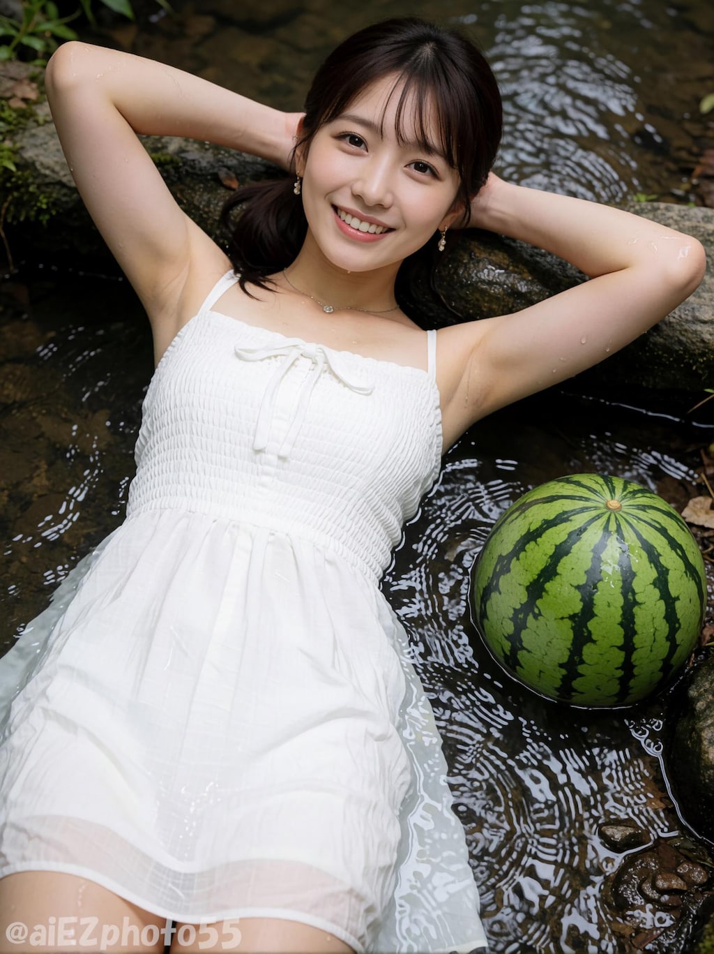 小川で涼む１