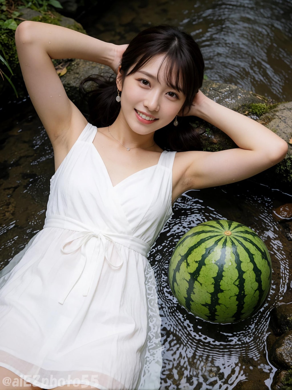 小川で涼む１
