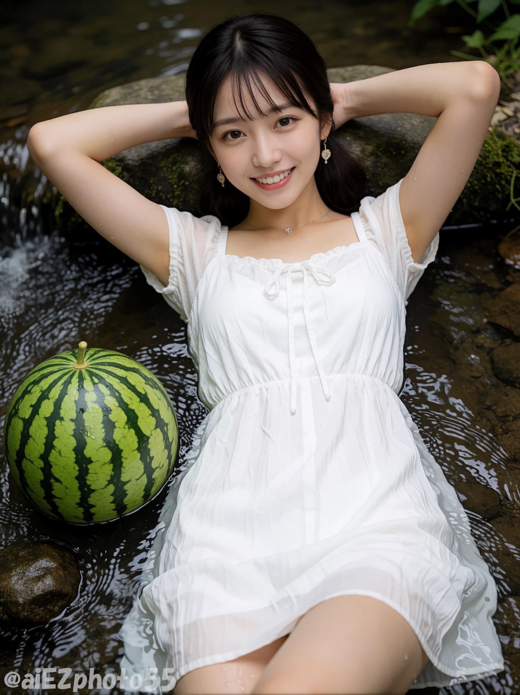 小川で涼む１