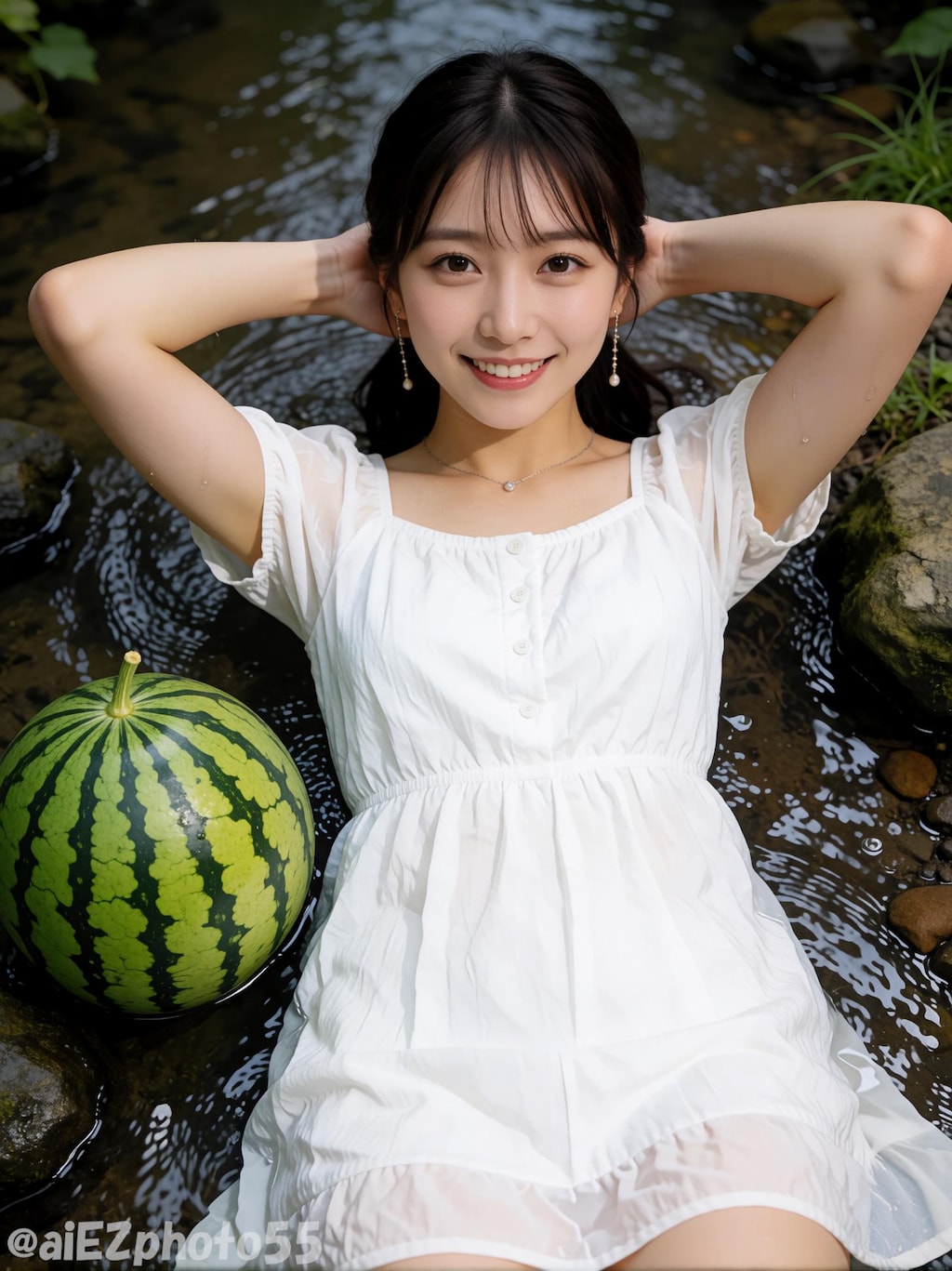 小川で涼む１