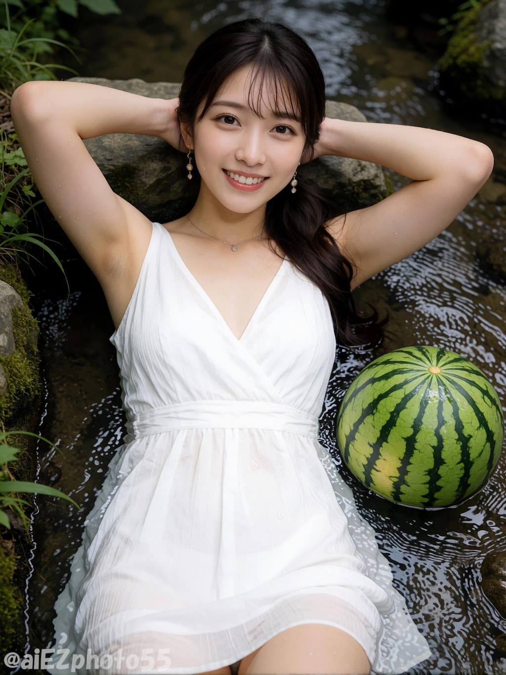 小川で涼む１