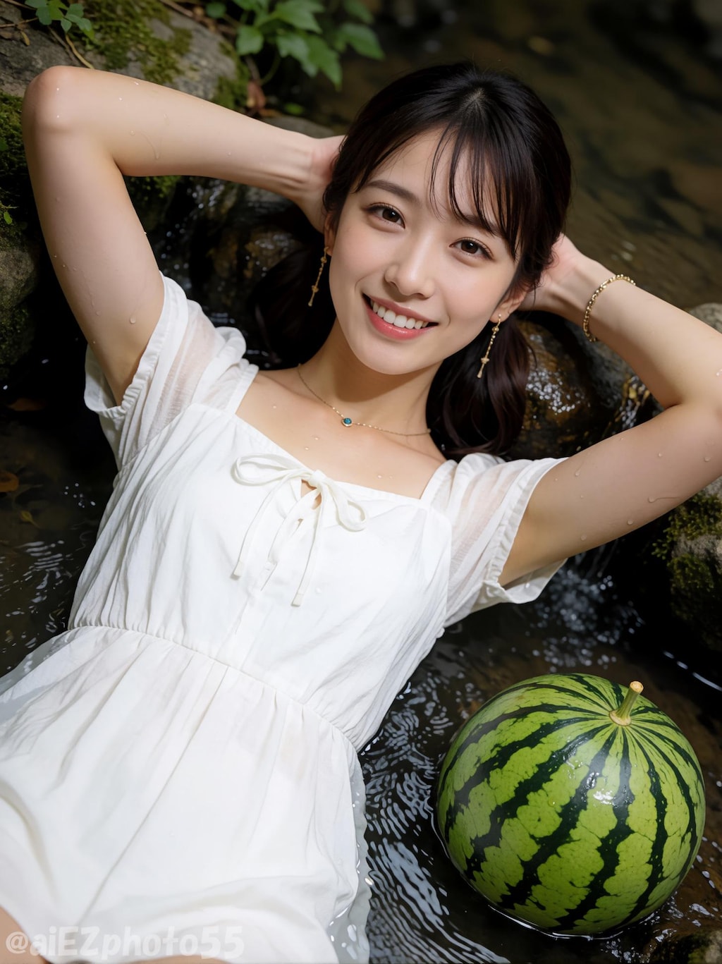 小川で涼む１