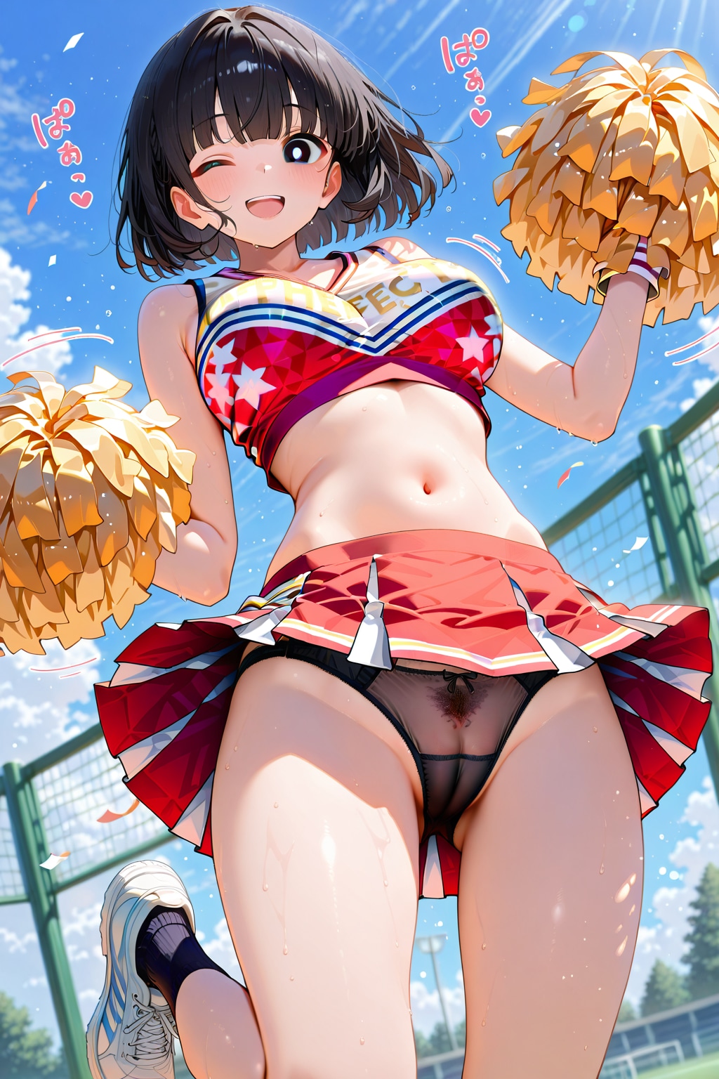 大生恵瑠さん会社の野球部応援を依頼され、嬉々として参加したが、昔の透けパンで応援してしまうｗ