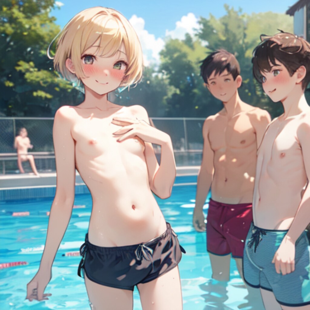 プールで男水着