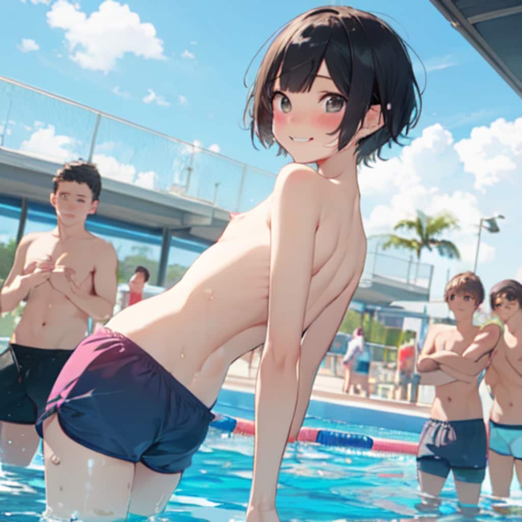 プールで男水着