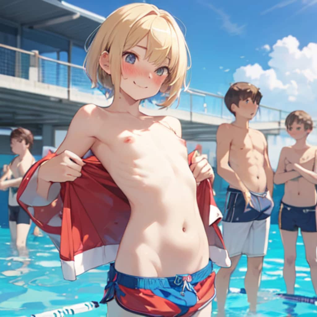プールで男水着