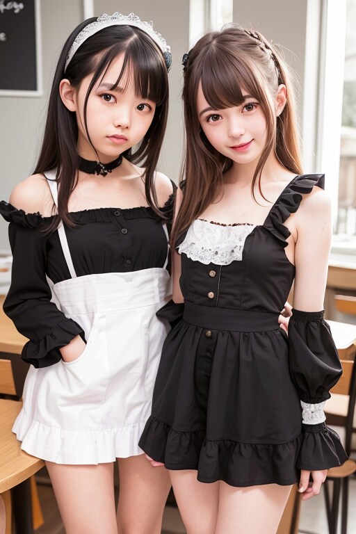 日本と留学生のメイド少女