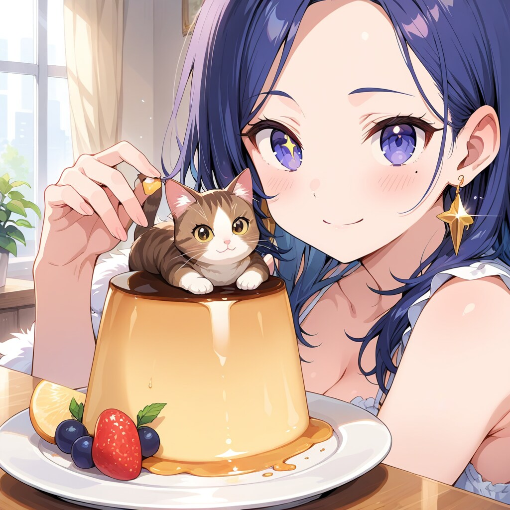 ミルクたっぷり！でっかいプリン！の元絵 | の人気AIイラスト・グラビア