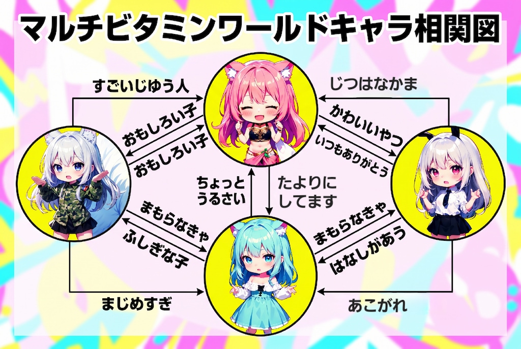 マルチビタミンワールド相関図✨🐱🐰🐺🐱✨