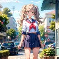 ツインテールのエルフの若奥様のセーラー服姿 2枚目