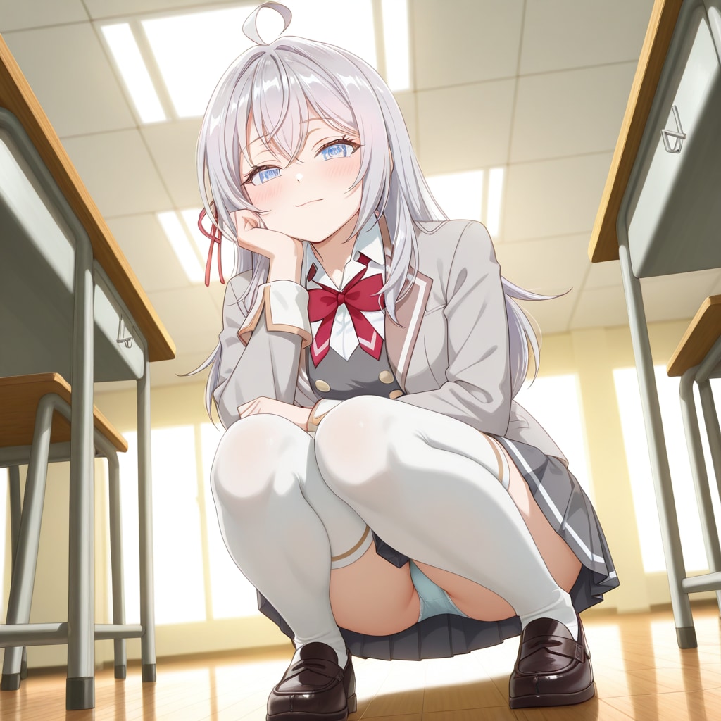 パンチラに気づいていないアーリャさん