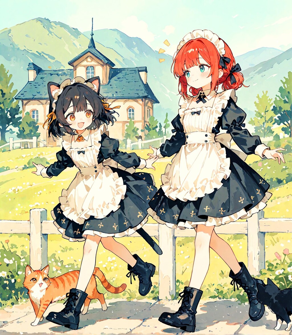 郊外のメイド少女