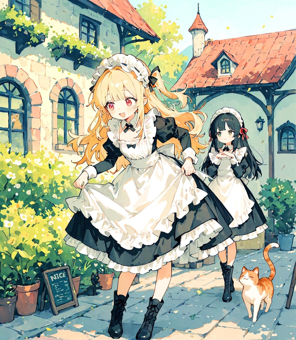 郊外のメイド少女