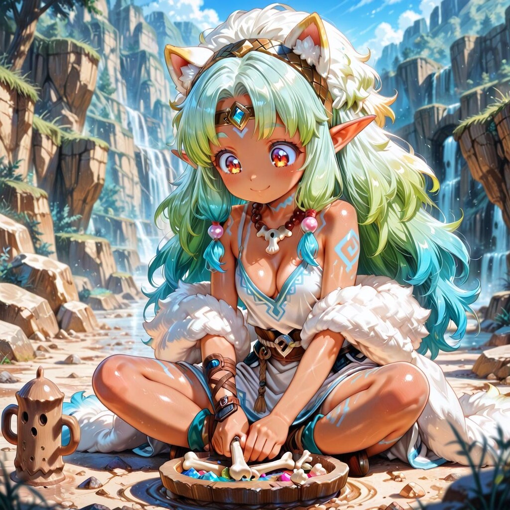 6枚）ハニワを作るケモ耳エルフさん