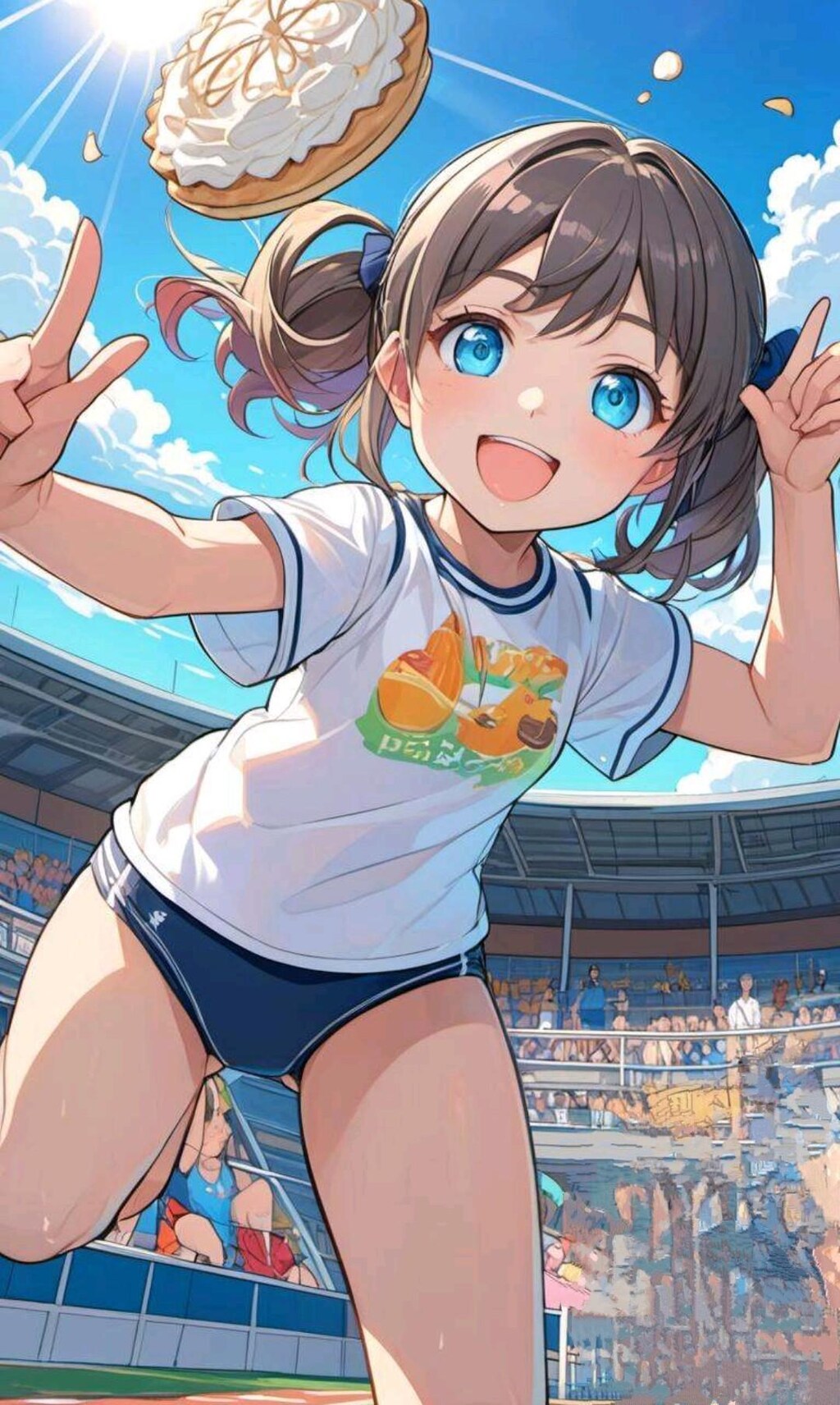 体育祭 本年度記念競技パイ投げ選手権にはりきる少女