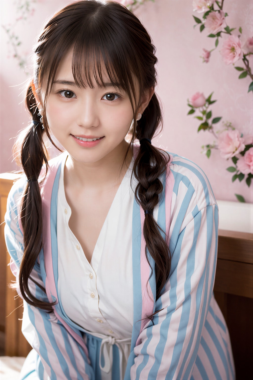 淡いストライプ柄の女の子