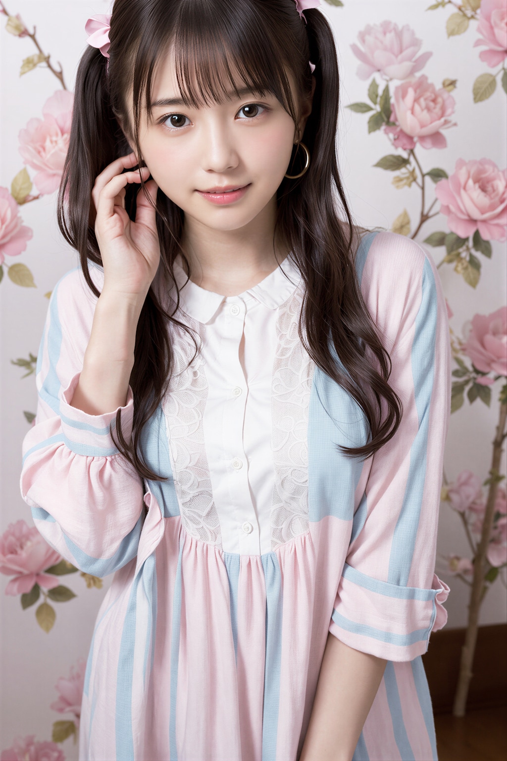 淡いストライプ柄の女の子