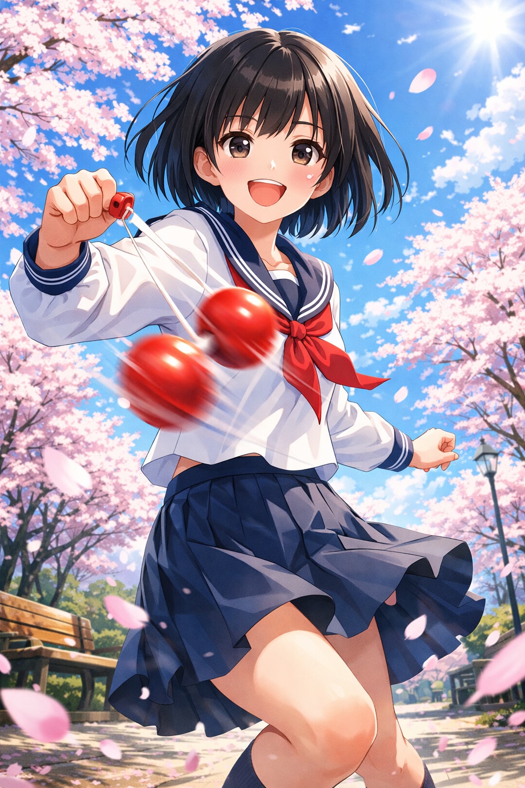 アメリカンクラッカーで遊ぶ女の子 | の人気AIイラスト・グラビア