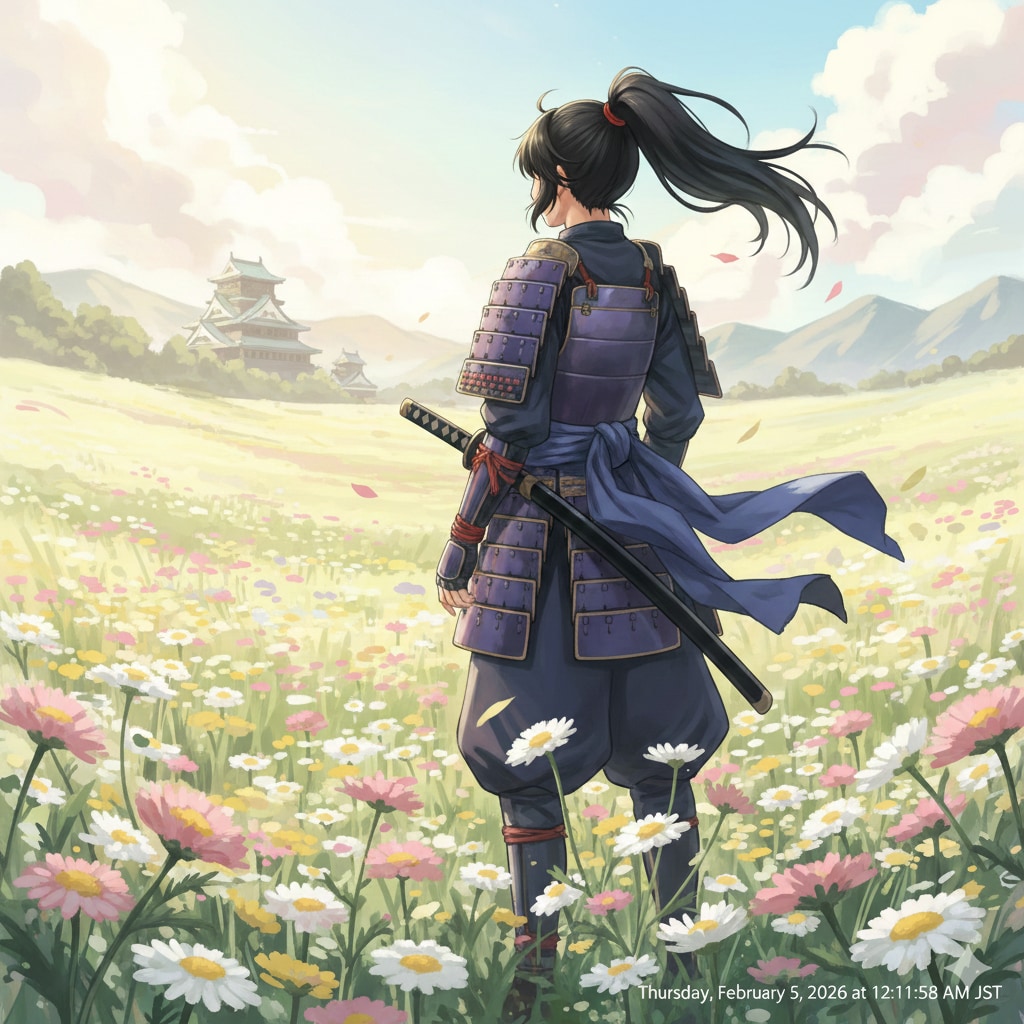 【約束の地】アキレアの花と侍の少女