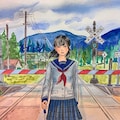 踏切と少女 3枚目