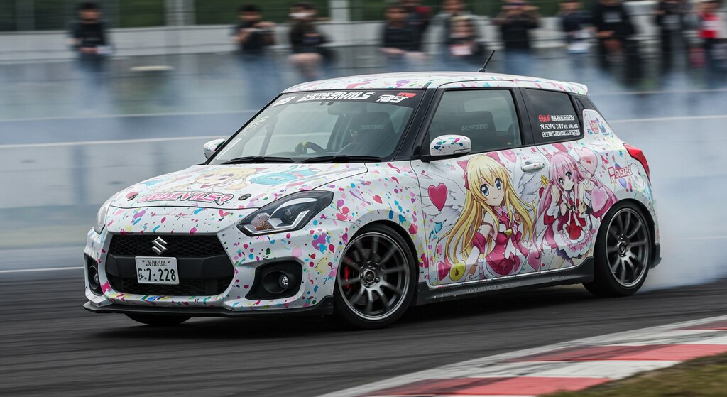 アニメキャラ痛車スイフトスポーツのドリ車