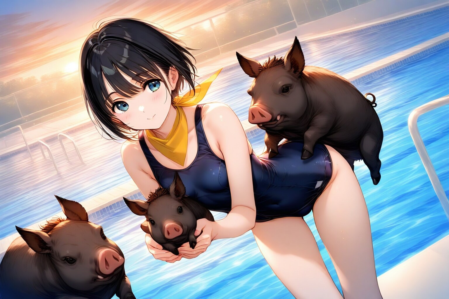 黒豚とスク水少女2