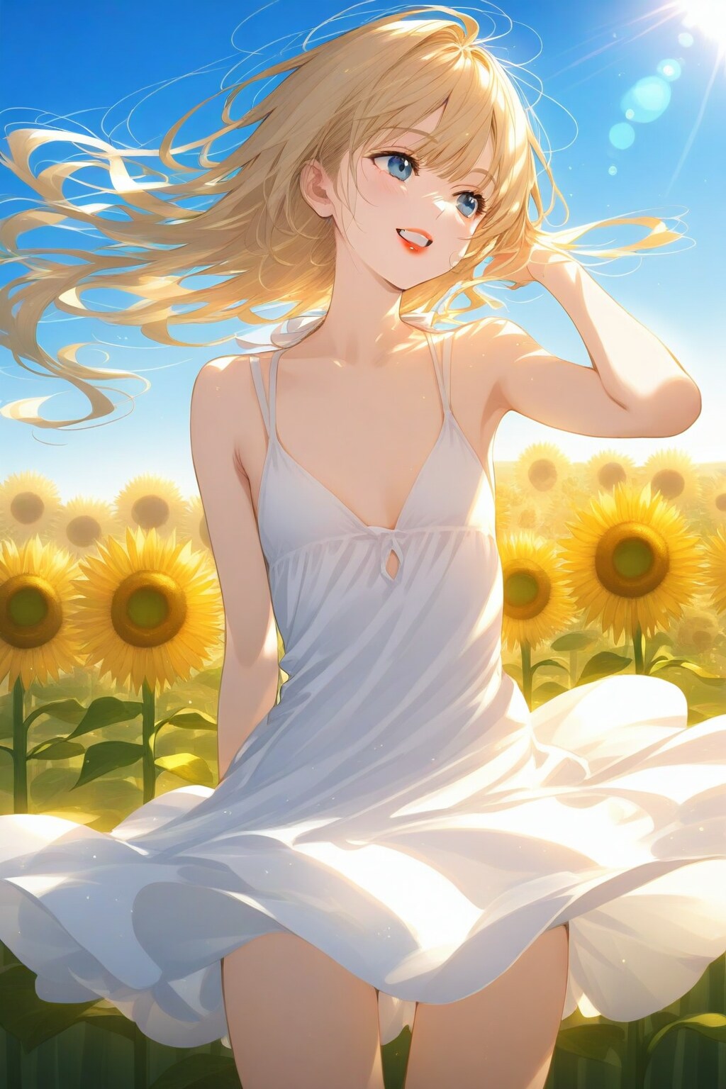 ヒマワリ畑のポートレート