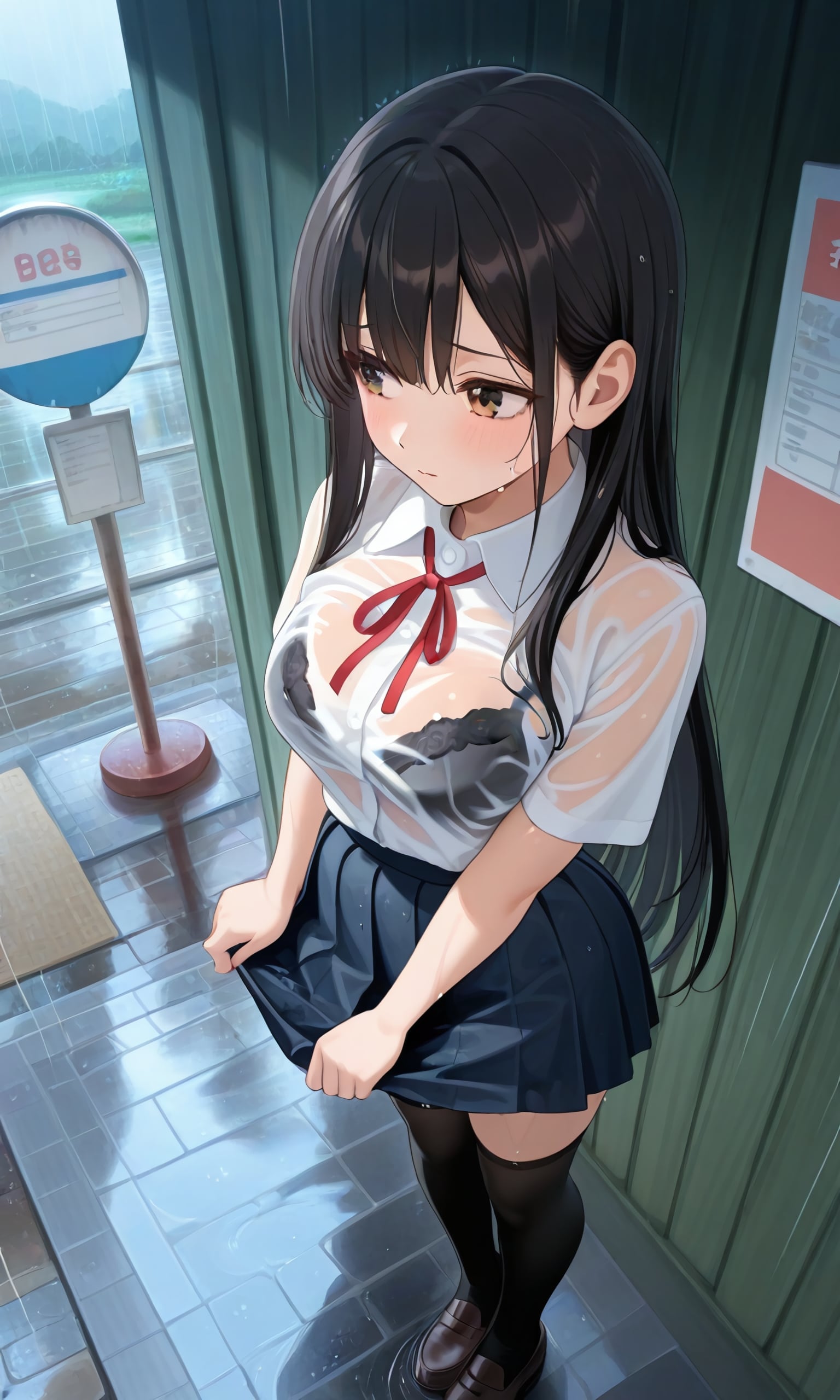 バス停で雨宿りしてる女の子を暖めてあげるために……