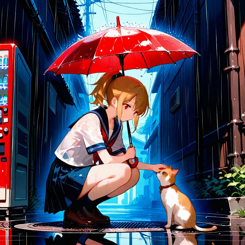 梅雨とJKと猫