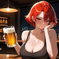 バーでビールを飲むガテンちゃん色々 4枚目