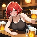 バーでビールを飲むガテンちゃん色々 3枚目