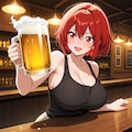 バーでビールを飲むガテンちゃん色々 5枚目