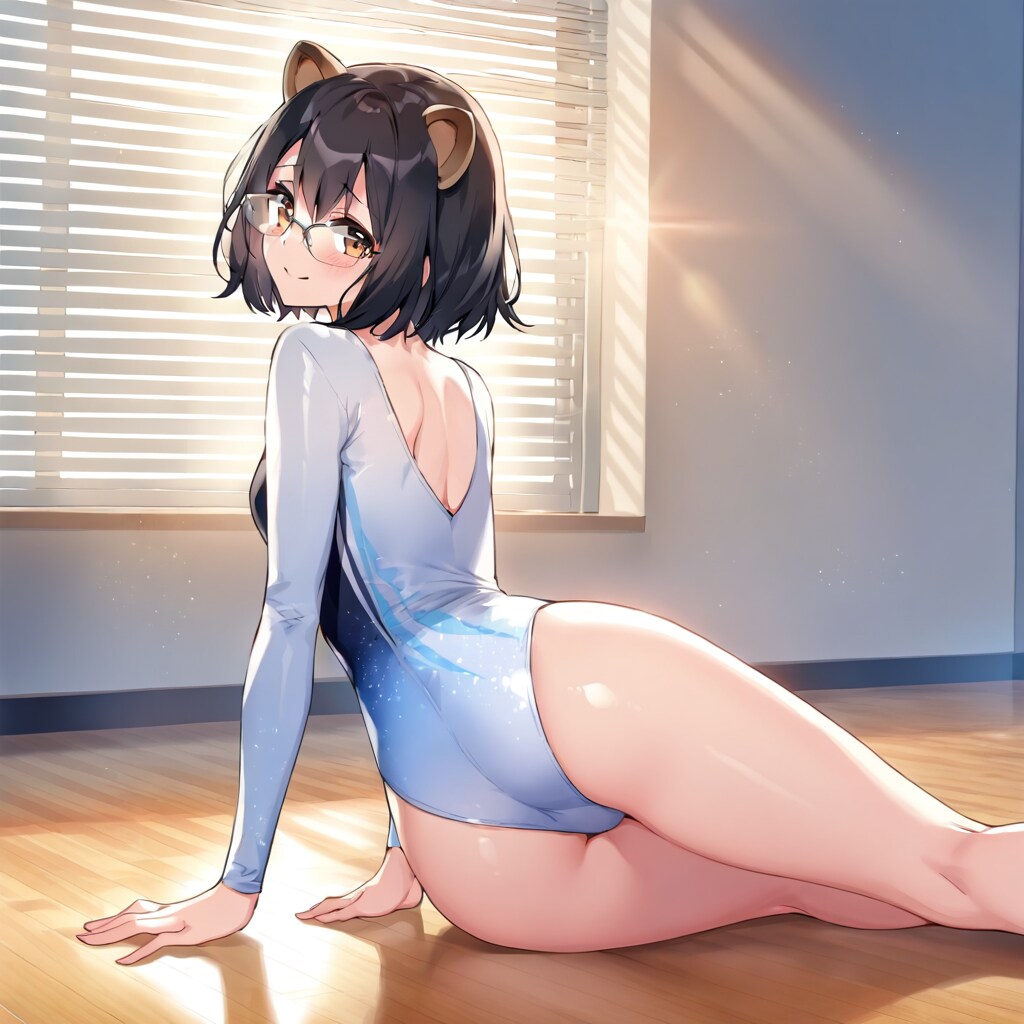 振り向き狸耳さんレオタード