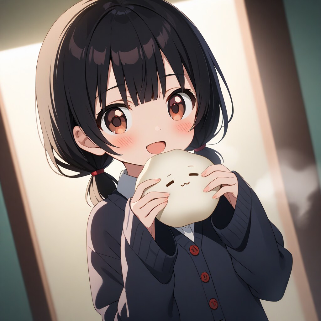 おにーちゃん、温かい肉まん美味しいね。