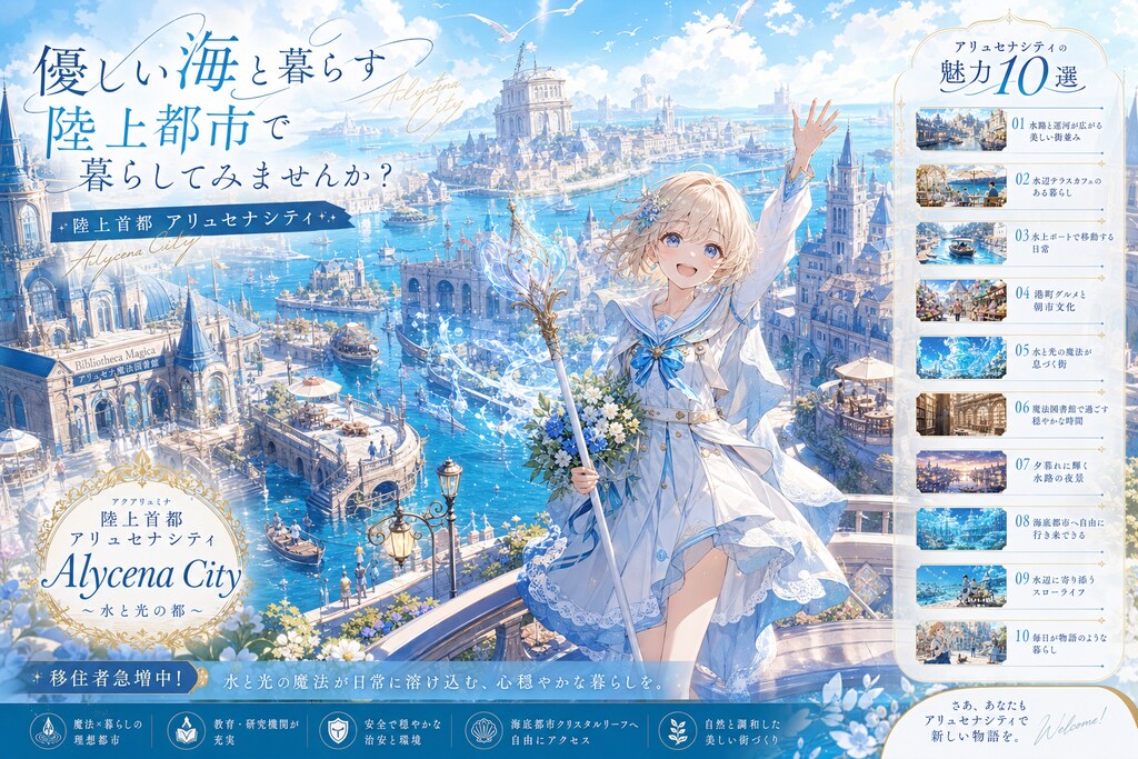 優海に抱かれる魔法陸上都市『アリュセナシティ』