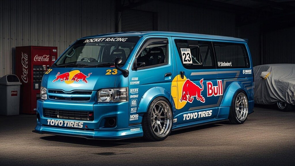 トーヨータイヤレッドブルハイエースのドリ車