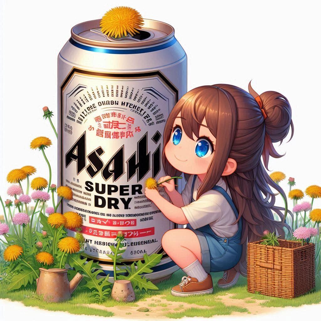 たんぽぽを摘む小さな女の子