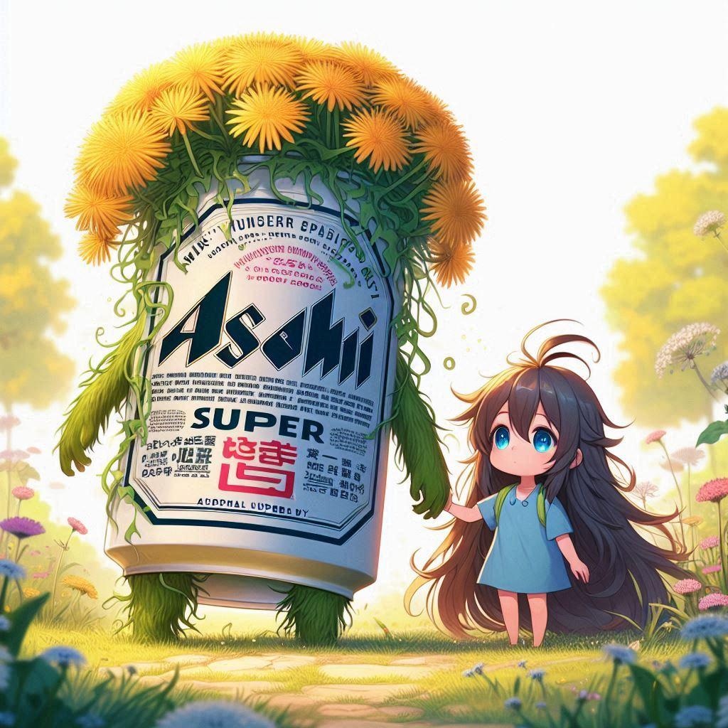 たんぽぽを摘む小さな女の子