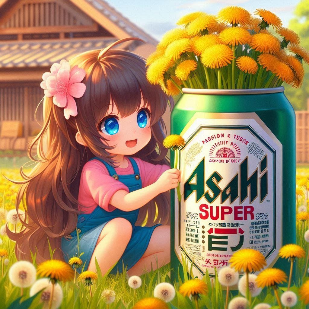 たんぽぽを摘む小さな女の子