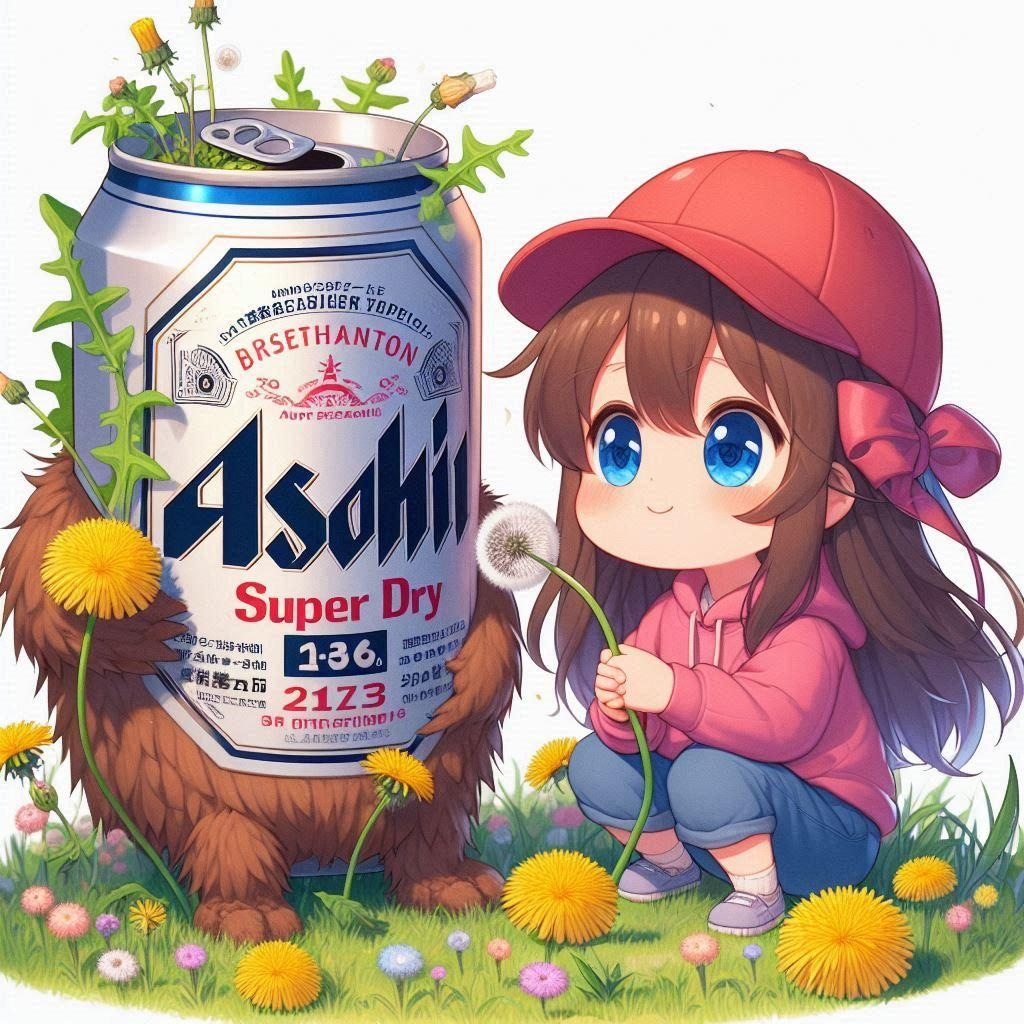 たんぽぽを摘む小さな女の子